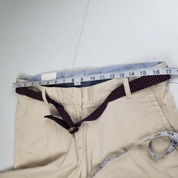 Crown & Ivy Classic Khaki Shorts Web Blue Pink Dot Belt NEW Size 8 - Picture 3 of 5